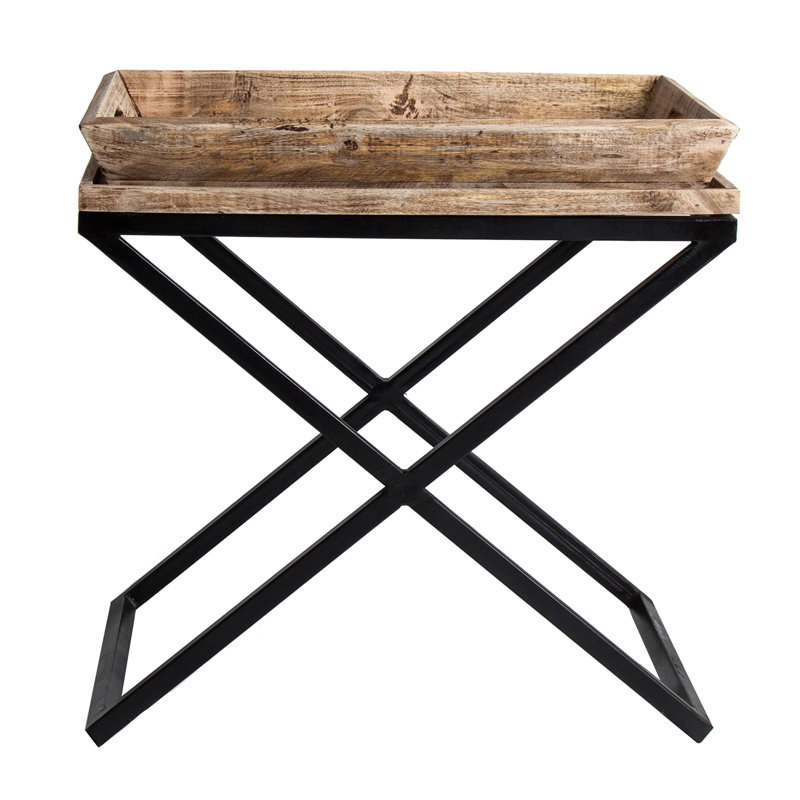 Newak Tray Top Cross Legs End Table