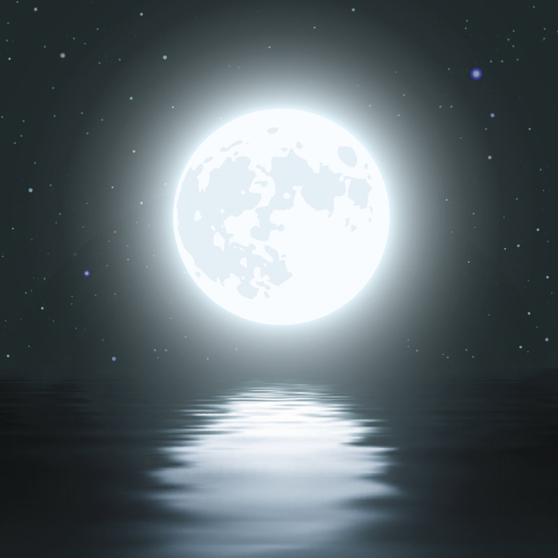 Moon Over The Water by Magnilion - Wrapped Canvas Print, 30cm H x 30cm W