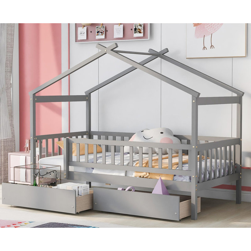 Lit simple en bois pour la chambre, Gris