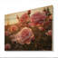 Champ de roses roses avec impression de coucher de soleil sur bois naturel-258626546