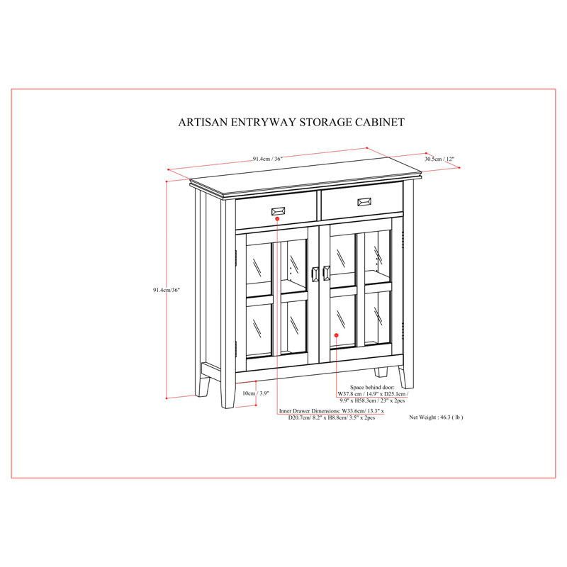 Russet Brown Solid Wood Entryway Storage Cabinet with Adjustable Shelves