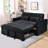 Darius 3-in-1 Convertible Velvet Sleeper Loveseat with Reclining Backrest-112697422