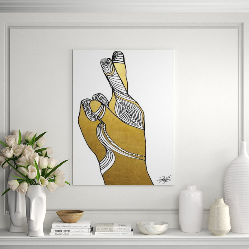 Sign Language X Print by Kelli Ellis, Gilded Gold, 32" H x 24" W x 1.5" D