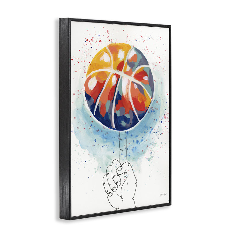  Abstrait de basket-ball abstrait, estampe numérique par Yvette St. Amant, H 18 po x l 12 po, Giclée encadrée noir minuit