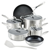 Circulon Stainless Steel Induction Cookware Set with SteelShield Hybrid Stainless and Nonstick Technology, 11 piece