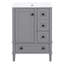 Ce meuble-lavabo gris de 24 pouces avec lavabo en céramique intégré comprend une tablette à double couche, des tiroirs à fermeture en douceur et une porte d'armoire à fermeture en douceur.-185845086