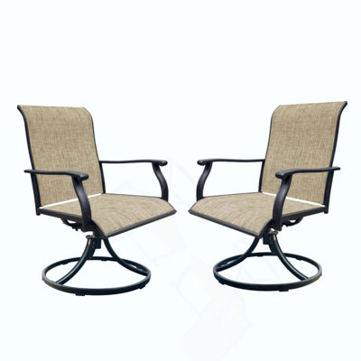 Ensemble de 2 chaises de salle à manger pivotantes pour l'extérieur, chaises de patio en PVC-coated polyester respirantes pour terrasse avant et arrière