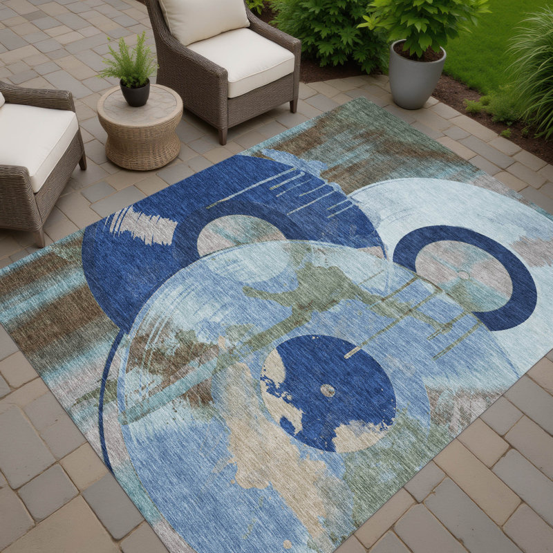 Machine Washable Indoor/Outdoor Chantille ACN2612 Novelty Rug, Blue, 3' x 5'