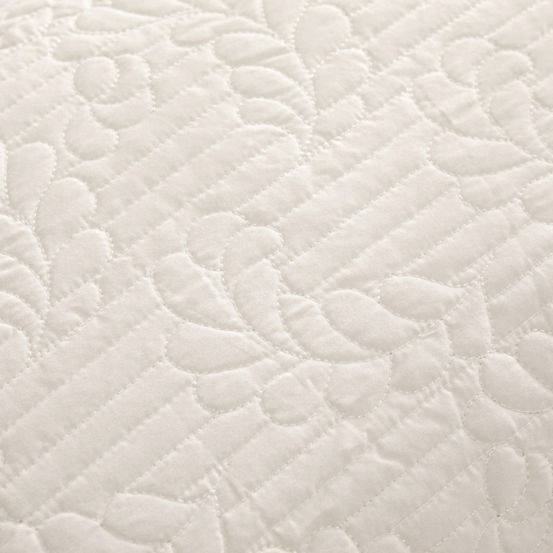 Quilted Floral Bed Pillow Shams, Off White/Leave, 20" x 26"