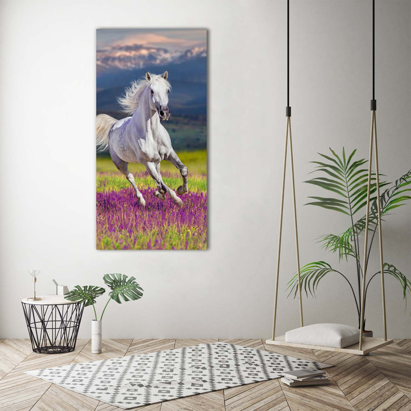 White Horse In Gallop - Wrapped Canvas Print