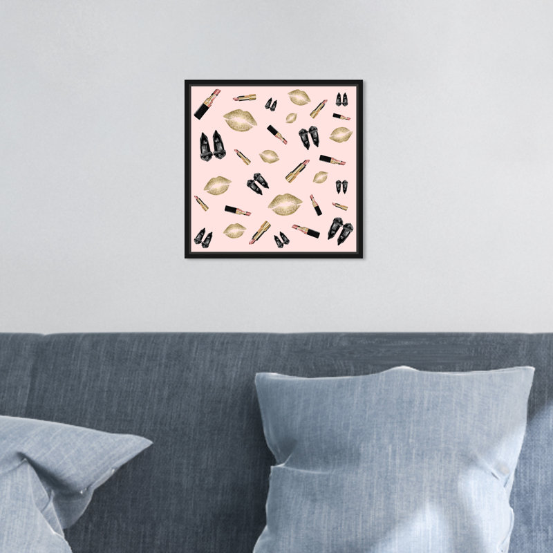 "Classy Essentials Rose", Elegant Beauty Essentials, art moderne sur toile rose pour chambre, Cadre en bois noir