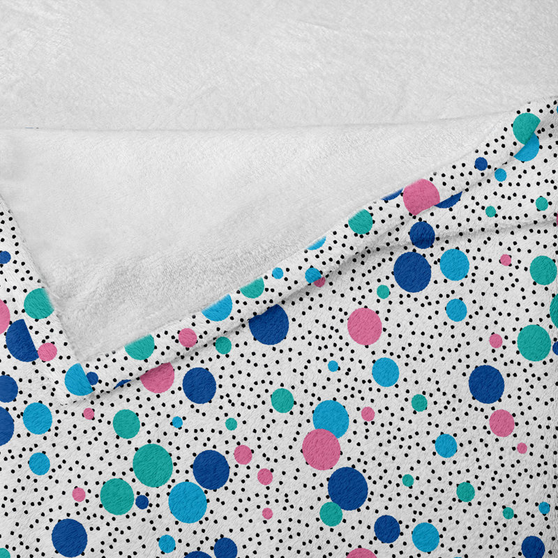 Ambesonne Abstract Fleece Throw Blanket Dots Circles Multicolor, 50" W x 70" L