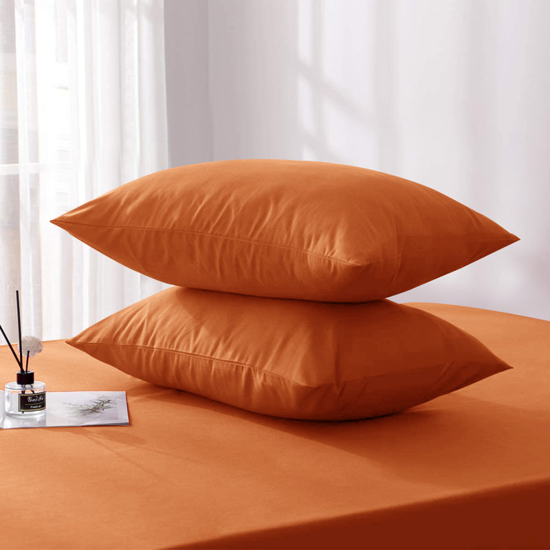 Jaramiah Super Soft Plain Microfiber PillowCase, Rust
