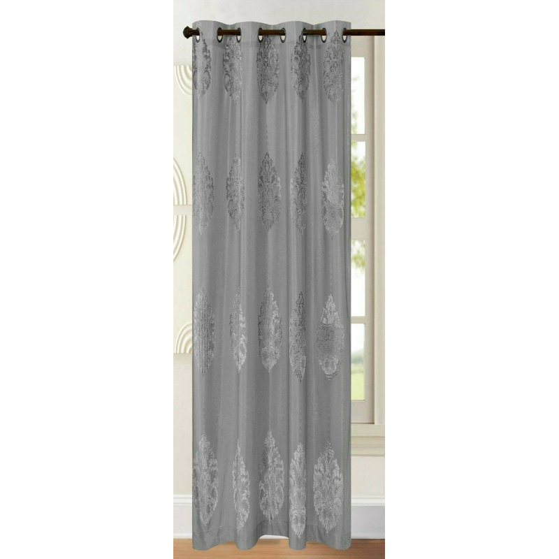 Hughesville Semi Sheer Curtain Single Panel, 140 W x 122 D cm, Grey