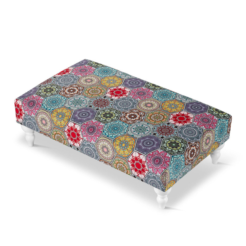 L'Anse 120cm Wide Velvet Rectangle Floral Cocktail Ottoman