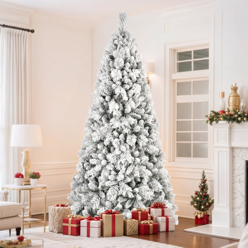 Arbre de Noël 5 pi avec 518 pointes - PVC enneigé et branches à aiguilles dures, structure à charnières pour une installation facile, support en métal stable - arbre de Noël réaliste