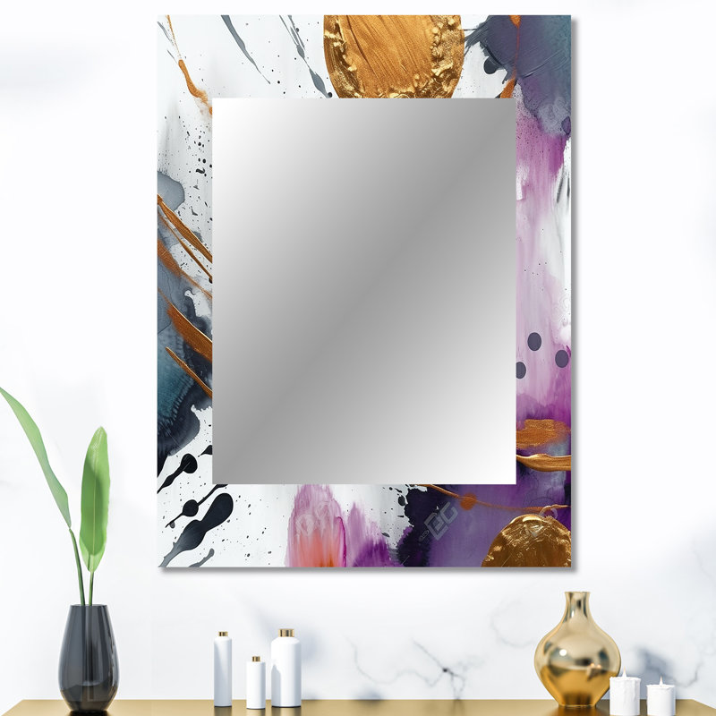 Bold Circles And Marble Fusion V - Marble Decorative Mirror, Modern Wall Mirror, Printed Metal Art, 40" x 30"