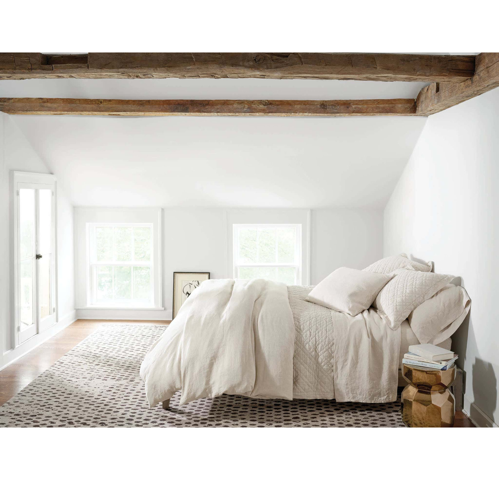 Washed Linen Quilt Set, King Quilt, Natural