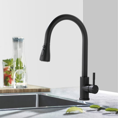 Robinet de cuisine rétractable à poignée simple avec accessoires