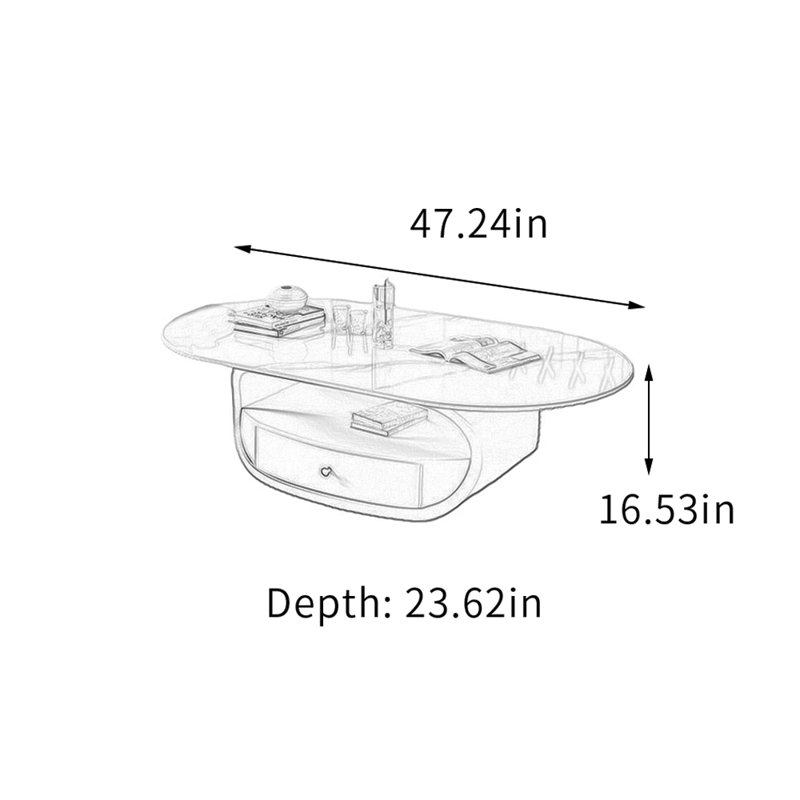 Table basse Simplicity, H 16,53 po x L 47,24 po x l 23,62 po, Blanc
