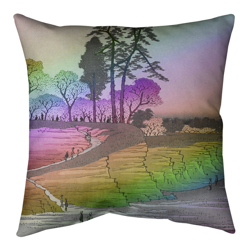 Housse et insert de coussin Gotenyama at Shinagawa, 18 po x 18 po, Arc-en-ciel, Polyester sergé