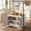 Îlot de cuisine robuste de 42 po - comptoir de 30 mm d'épaisseur, capacité de 400 lb, rangement à 3 niveaux et 5 crochets, chariot multifonctionnel en bois pour les petits espaces-1357440569