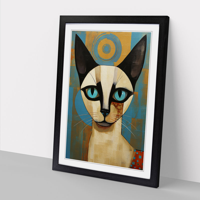 Siamese Cat Constructivism - Framed Print, Black Framed, 64cm H x 46cm W x 2cm D