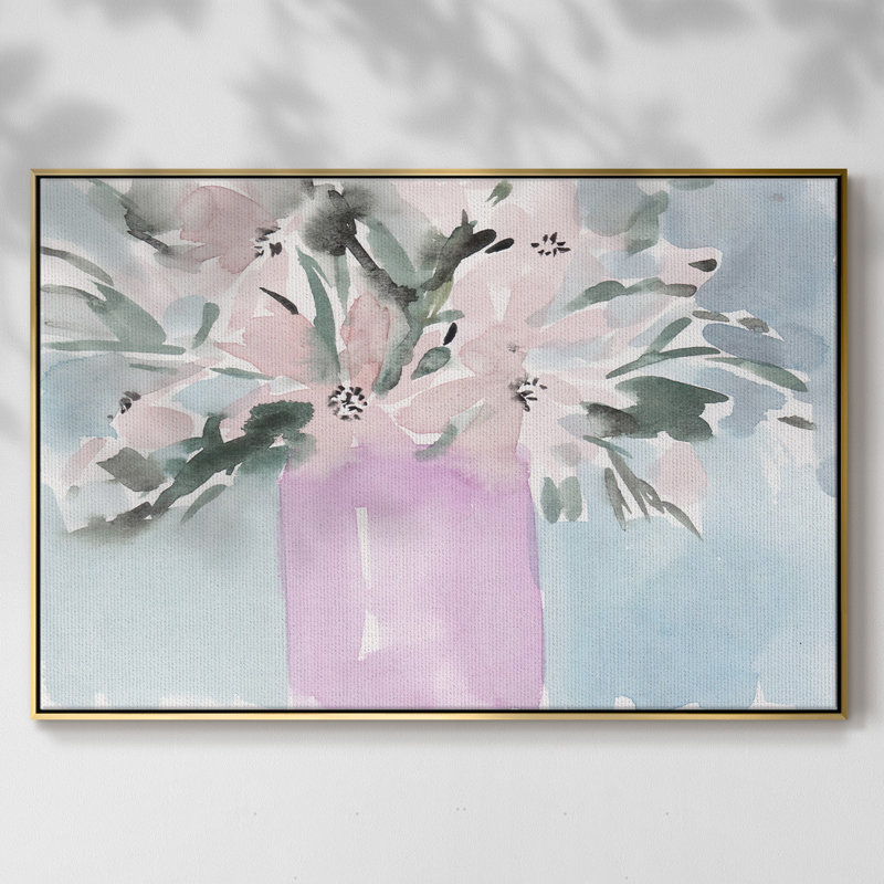 Fleurs brisées II - impression, H 17 po x l 25 po x P 2 po, Toile avec cadre flottant or, Non