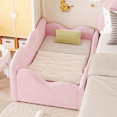 Upholstered Toddler Bed with Safety Guardrails