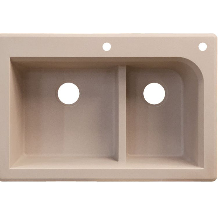 Radius 33'' L Drop-In Double Bowl Granite Kitchen Sink