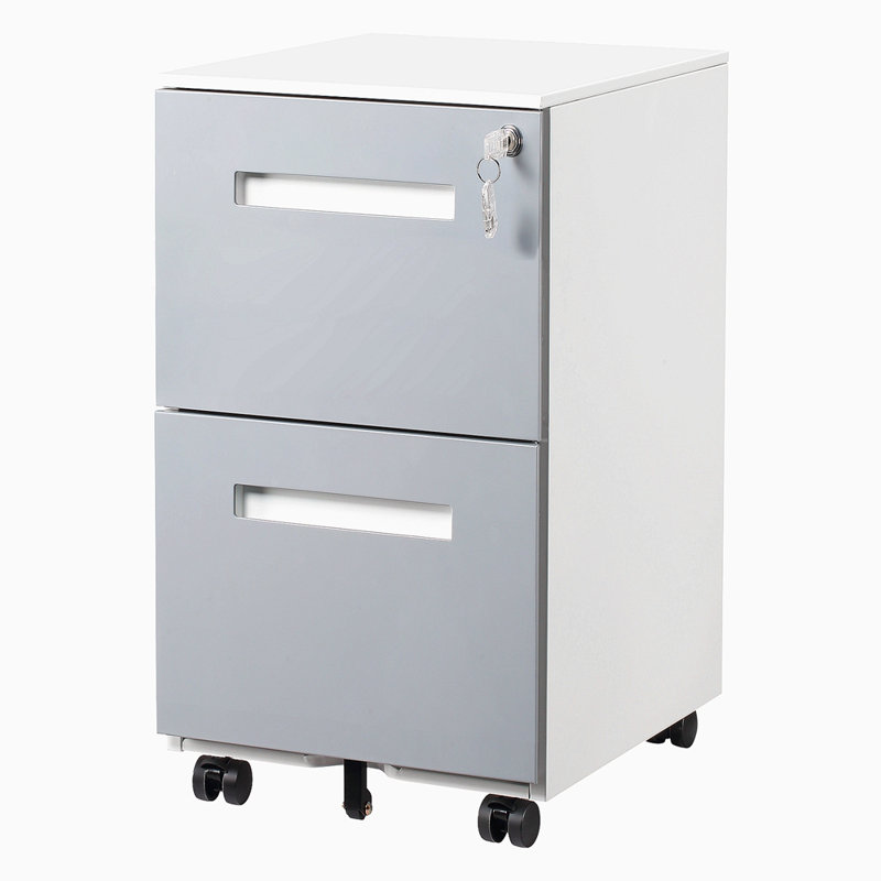 2 Drawer Mobile Locking File Cabinet, Rolling Filing Cabinet For Letter/A4 Size With 5 Wheels,GREY