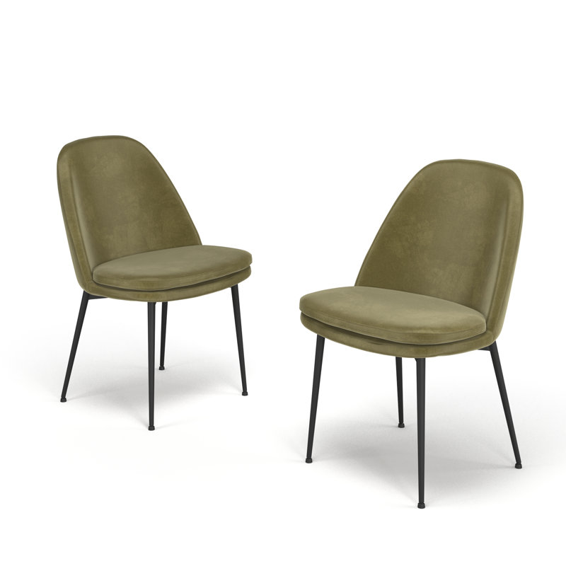 Chaise en velours Wallace, Velours vert olive