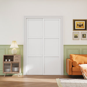 Solid Manufactured Wood Paneled Prefinished Sliding Closet Doors with Hardware