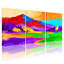 Scénario et paysages urbains, paysage de montagne vibrant avec reflets colorés, ensemble de 3 impressions sur toile-2036033216