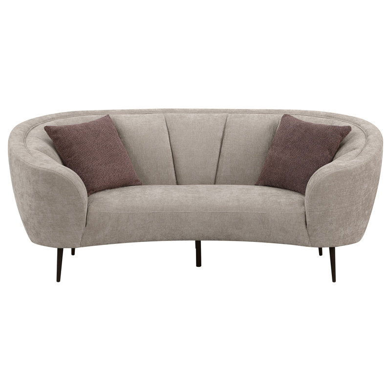 Glynes Upholstered Channel Back Curved Loveseat Beige, Beige Polyester