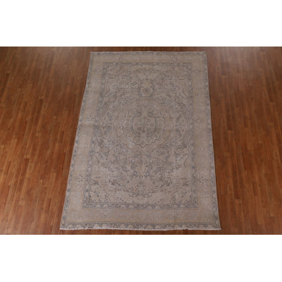 One-of-a-Kind Rectangle 6'6'' x 9'6'' 1960s Rectangle Wool Area Rug in Beige