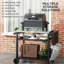 Table de gril mobile extérieure 46 "x 21,75" et support de four à pizza avec tablette latérale pliable et plateau en acier inoxydable (noir)