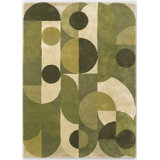 Decor Hand Tufted Wool Geometric Area Rug in Green