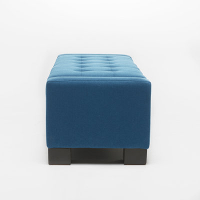 Tufted Storage Ottoman Bench, Fabric Upholstered Footrest with Solid Wood Legs