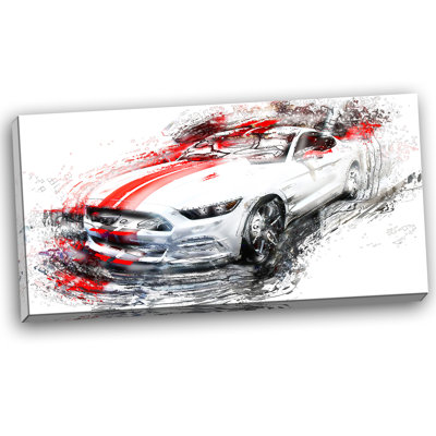 « white & red sports car », impression sur toile tendue