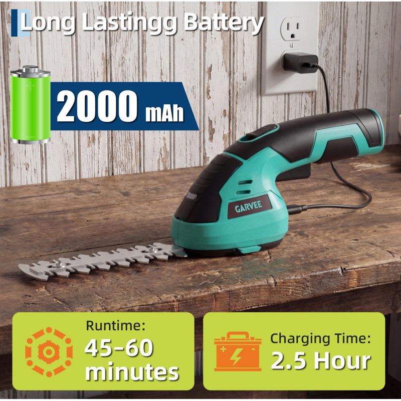Cordless Grass Shear & Shrubbery Trimmer - 2 in 1 Handheld 7.2V Electric Grass Trimmer Hedge Shears Grass Cutter with Battery Rechargeable & Type-C Cable