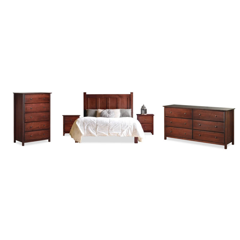 Shaker Bedroom Set (5-Piece), Cherry, Queen