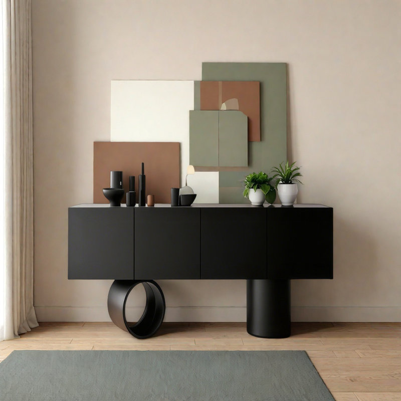 Lindell, 32.09" H x 55.12" W x 15.75" D, Black