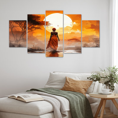 Orange orange, voyage dans le désert du Sahara, ensemble d'art mural sur toile paysage africain