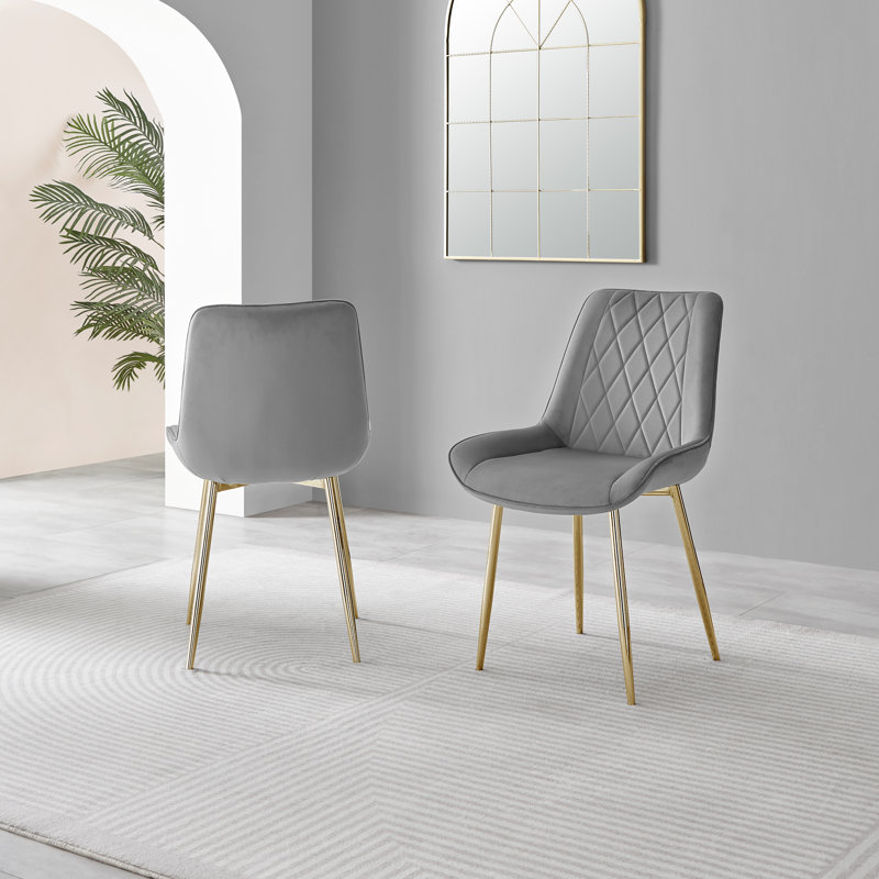 Eubanks 4 - Person Dining Set, Grey/Gold