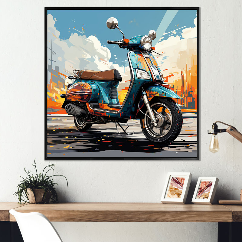 Edgy Scooter Odyssey - impressions sur toile, Cadre flottant noir, H 36 po x l 36 po x P 1,5 po