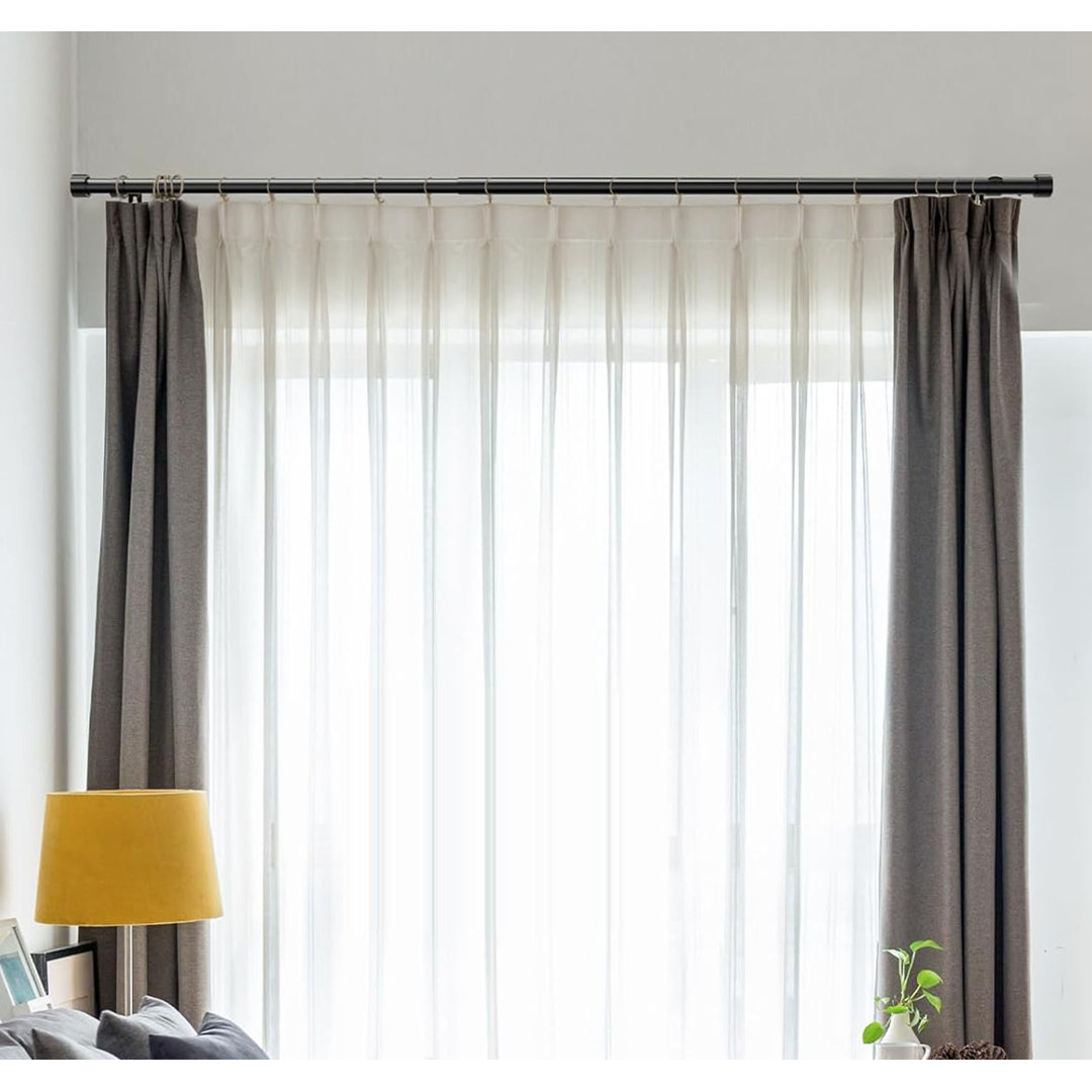 40cm Straight Tension Shower Curtain Pole & Hook Set
