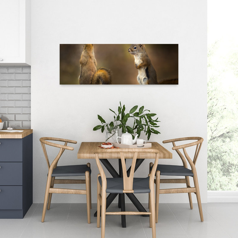 Two Curious Squirrels by Juan I. Cuadrado - Wrapped Canvas Panoramic Print, 30.48 cm H x 91.44 cm W