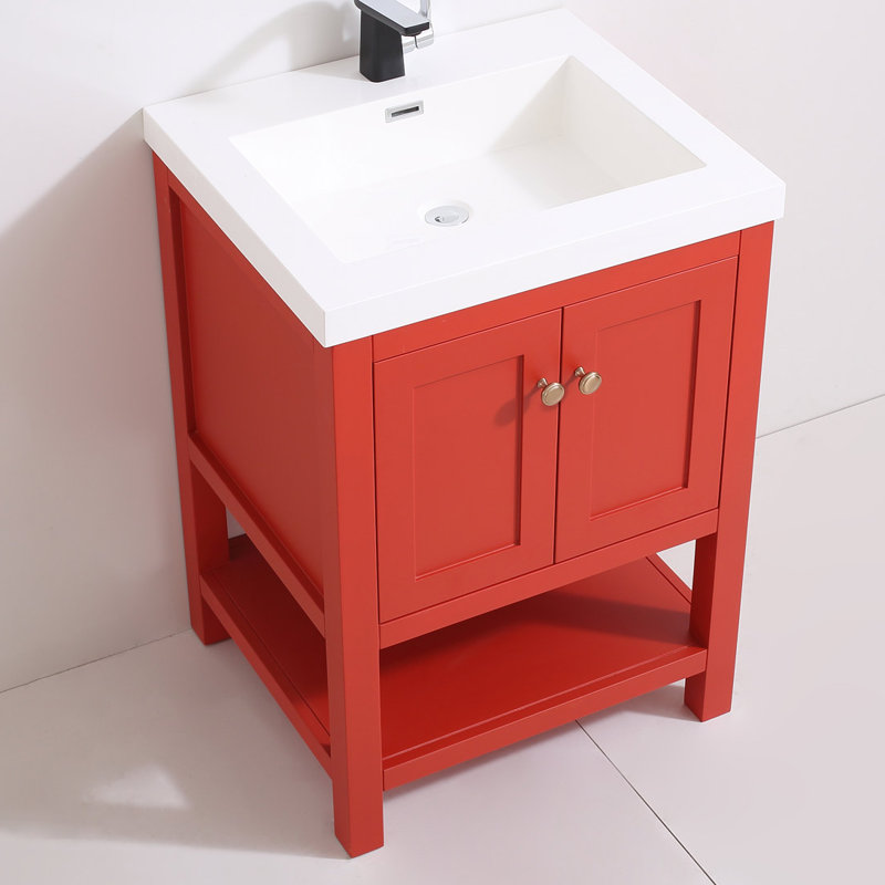 Ensemble de meuble-lavabo simple 37" Mclemore, Rouge