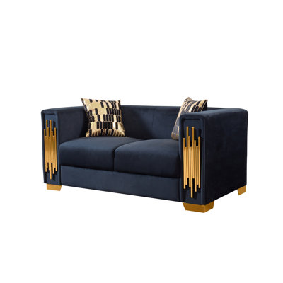 Yendi 2 - Piece Sofa and Loveseat Black Velvet Living Room Set by Mercer41